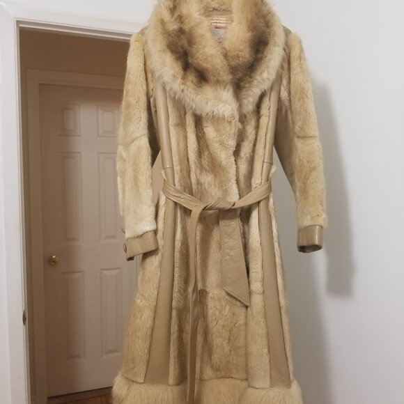 Real Mink + Coyote + Leather Fur Coat - Picture 3 of 7